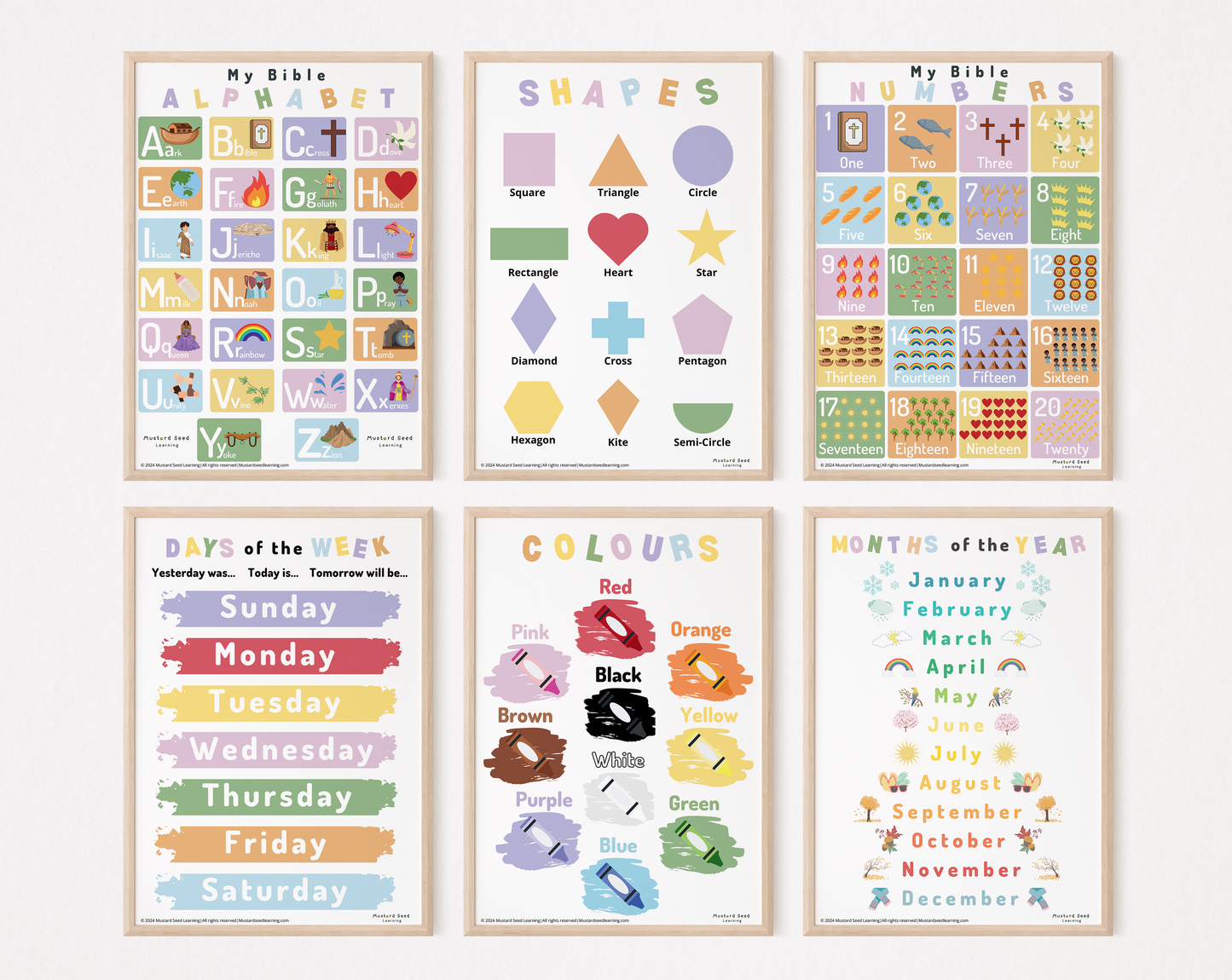 Educational Bundle (Alphabets, Numbers, Shapes, Colours, Days, Months Posters)