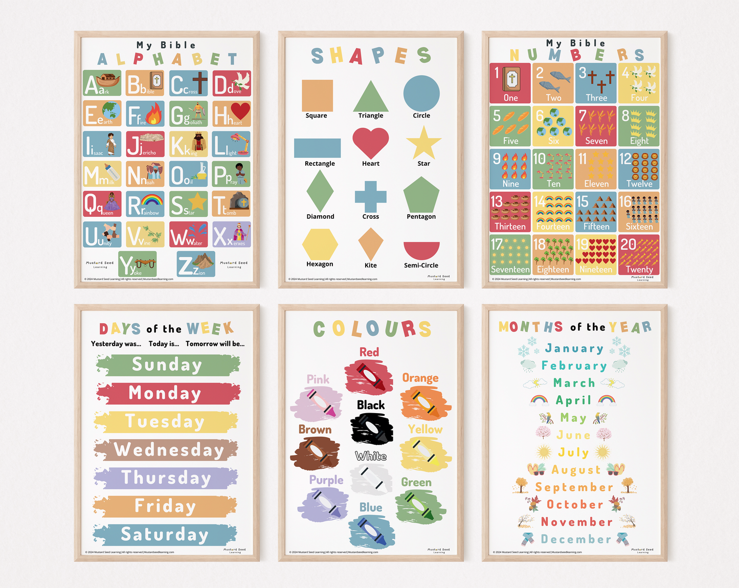 Educational Bundle (Alphabets, Numbers, Shapes, Colours, Days, Months Posters)